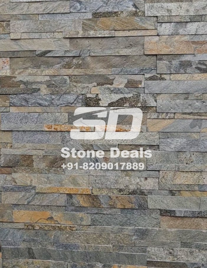 antique green stone wall panel
