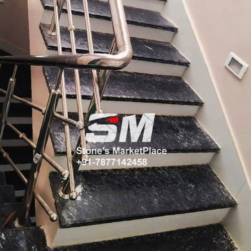 black lapatro granite stairs