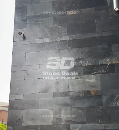 black slate wall stone cladding