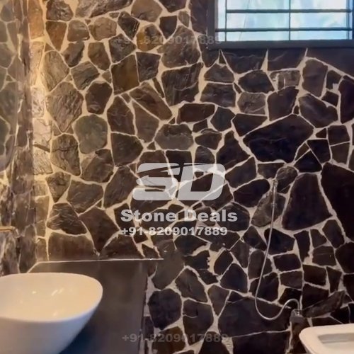 black slte random tiles for bathroom wall