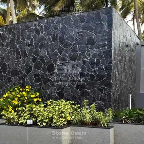 exterior black stone wall cladding
