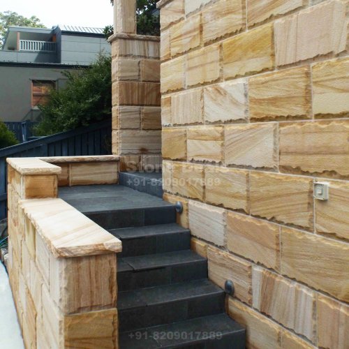 exterior wall cladding of wooden stone