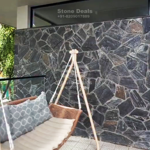 extrior black random stone cladding