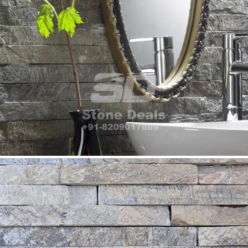 glossy green wall stone cladding panel tiles