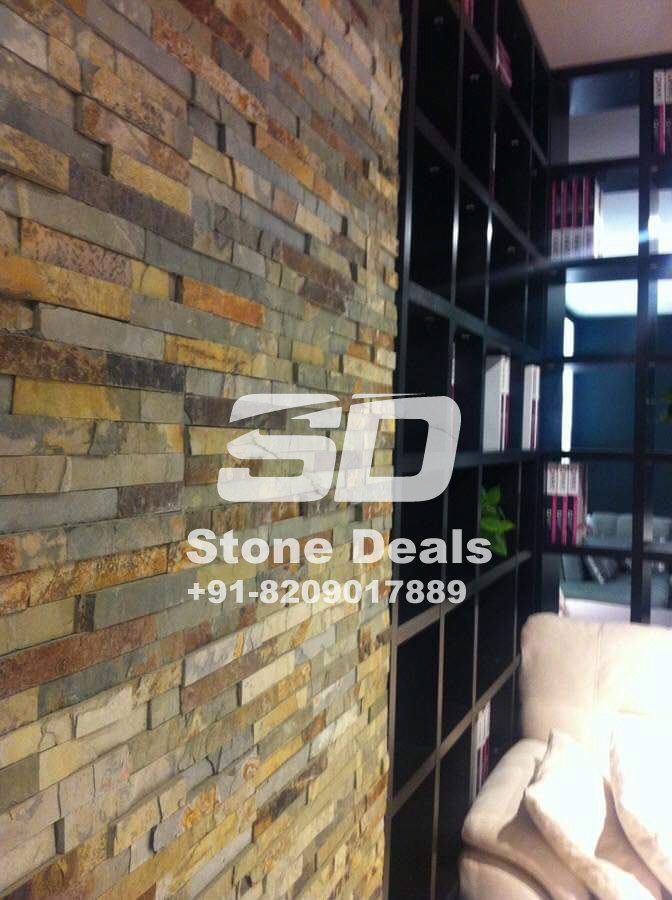 green slate stone wall cladding panels