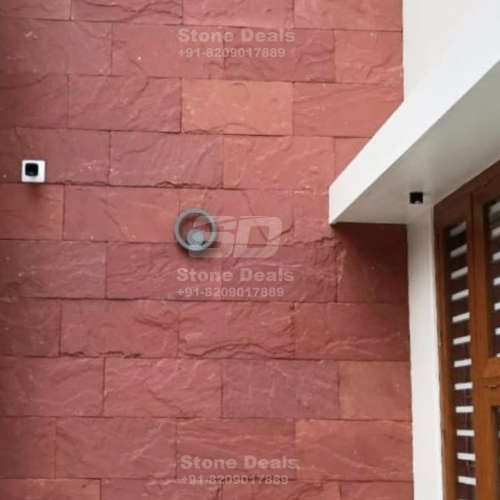 natural finish red stone cladding