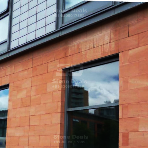 red sandstone cladding