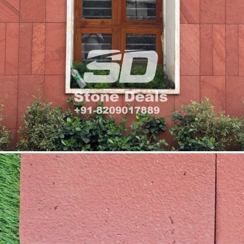 red sandstone cladding sandblast finish