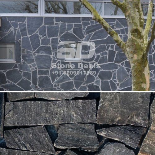 traditional black cladding stone wall